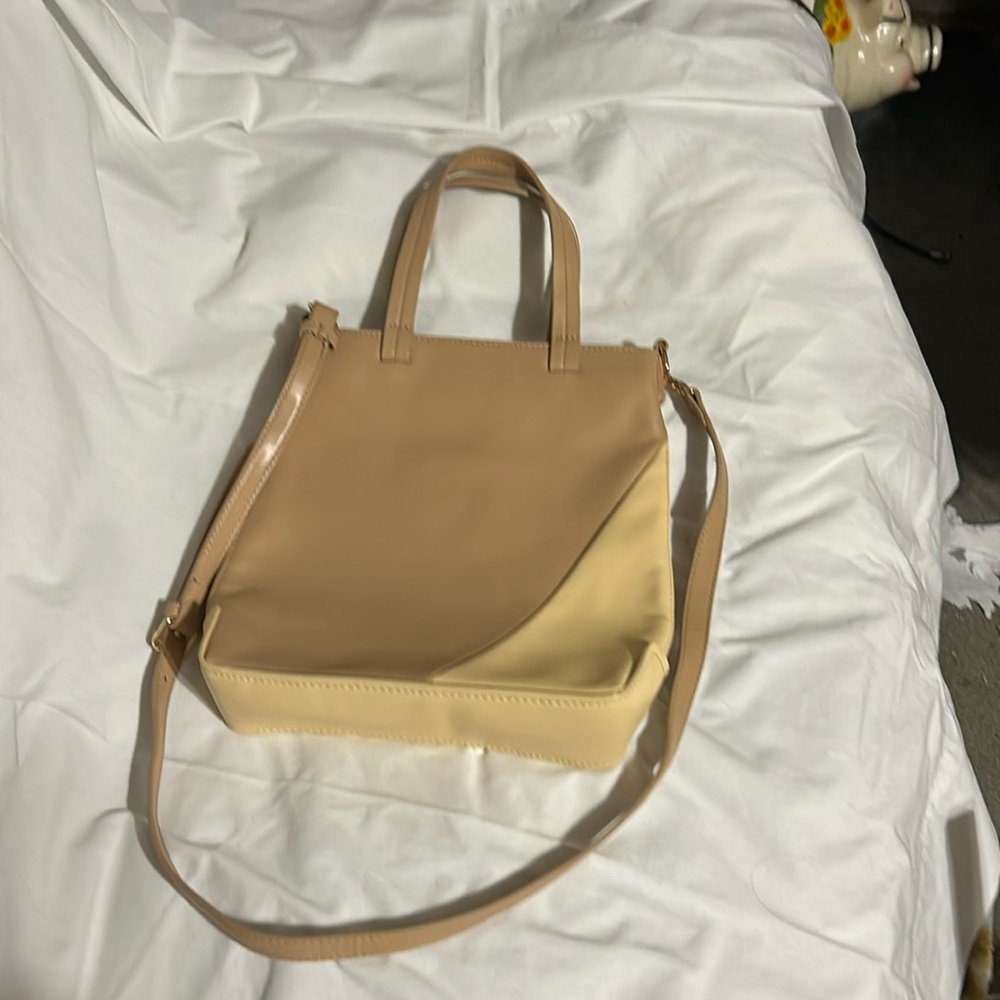 Henny+Lev tote/ crossbody  purse ,cream & camel Vegan
